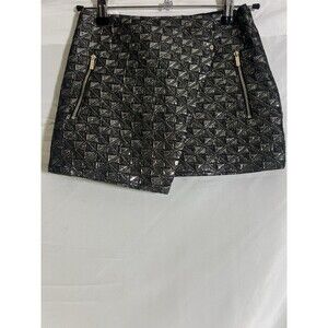 Karl Lagerfeld Crazy Party Skirt Girls 8 Black Jacquard Mini Zipper Pockets